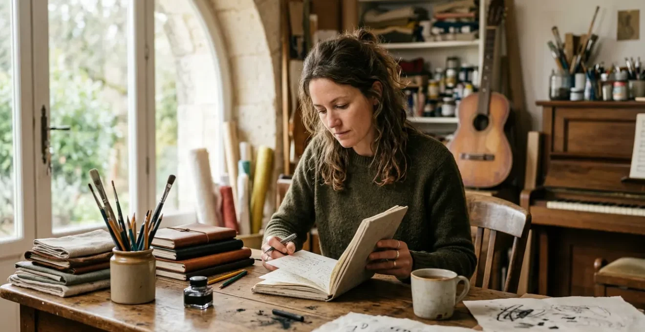 Artiste préparant une campagne de financement participatif pour un projet culturel