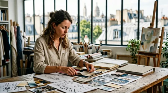 Artiste préparant son dossier de candidature pour une résidence artistique à Paris
