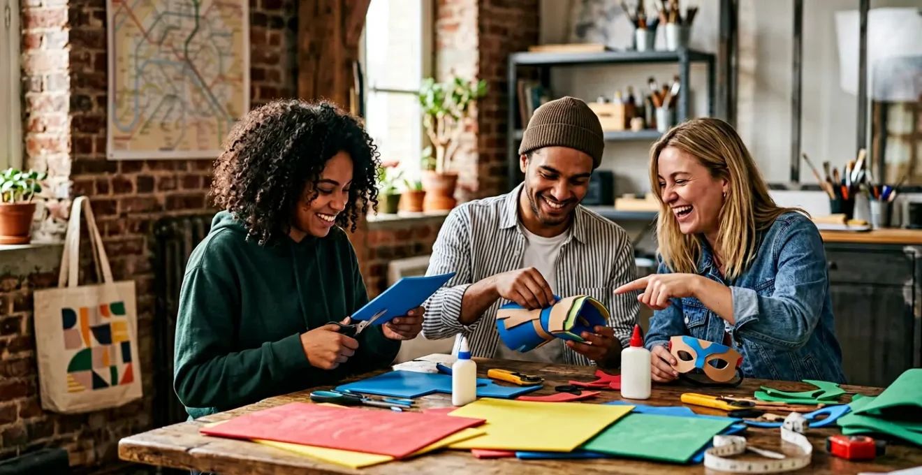 Jeunes cosplayers préparant leurs costumes dans une ambiance créative et collaborative