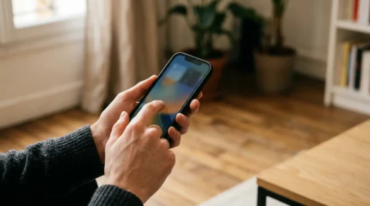 Personne utilisant une application mobile pour réserver une activité culturelle, symbolisant l'évolution des pratiques culturelles en France après la pandémie