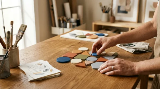 Artiste indépendant français travaillant sur sa stratégie numérique dans un environnement créatif contemporain