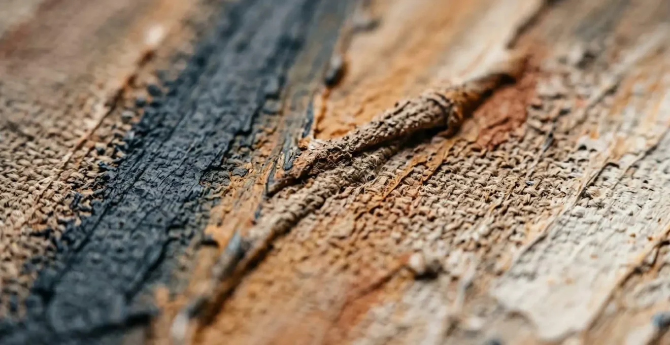 Détail macro d'une texture artistique révélant la qualité matérielle et les nuances subtiles